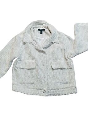 FOREVER 21 ~ Cream Tweed Collared Long Sleeve Fully Lined Blazer size S/M